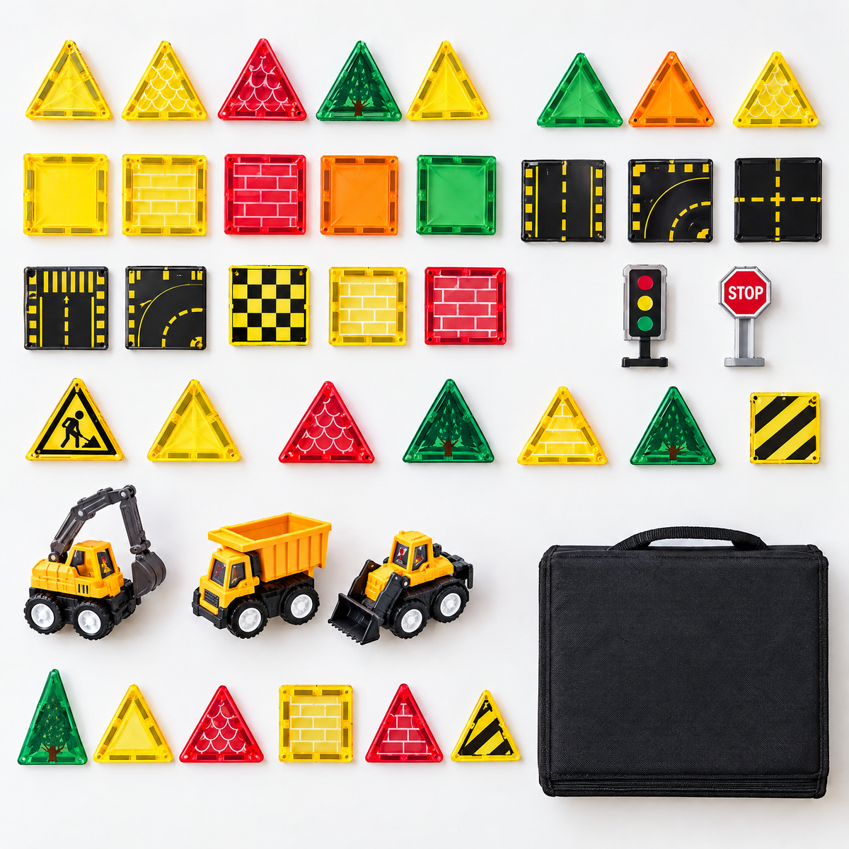 Road Crew Magnetic Tile Travel Set