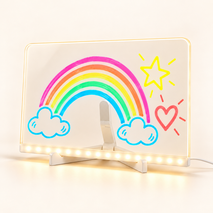 Large LED drawing board concept with rainbow artwork