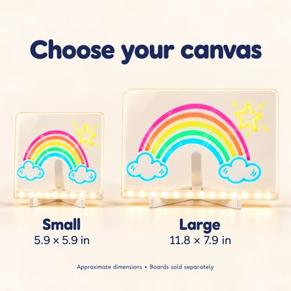 Approximate sizes: Small 5.9 x 5.9 inches; Large 11.8 x 7.9 inches. Boards sold separately.