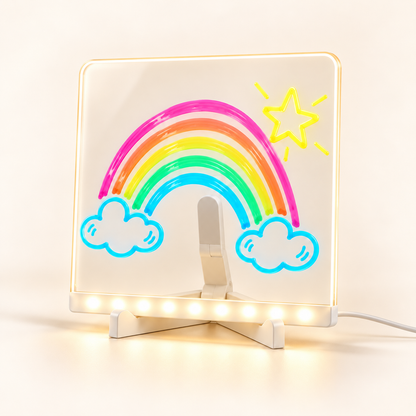 Small LED drawing board concept with rainbow artwork